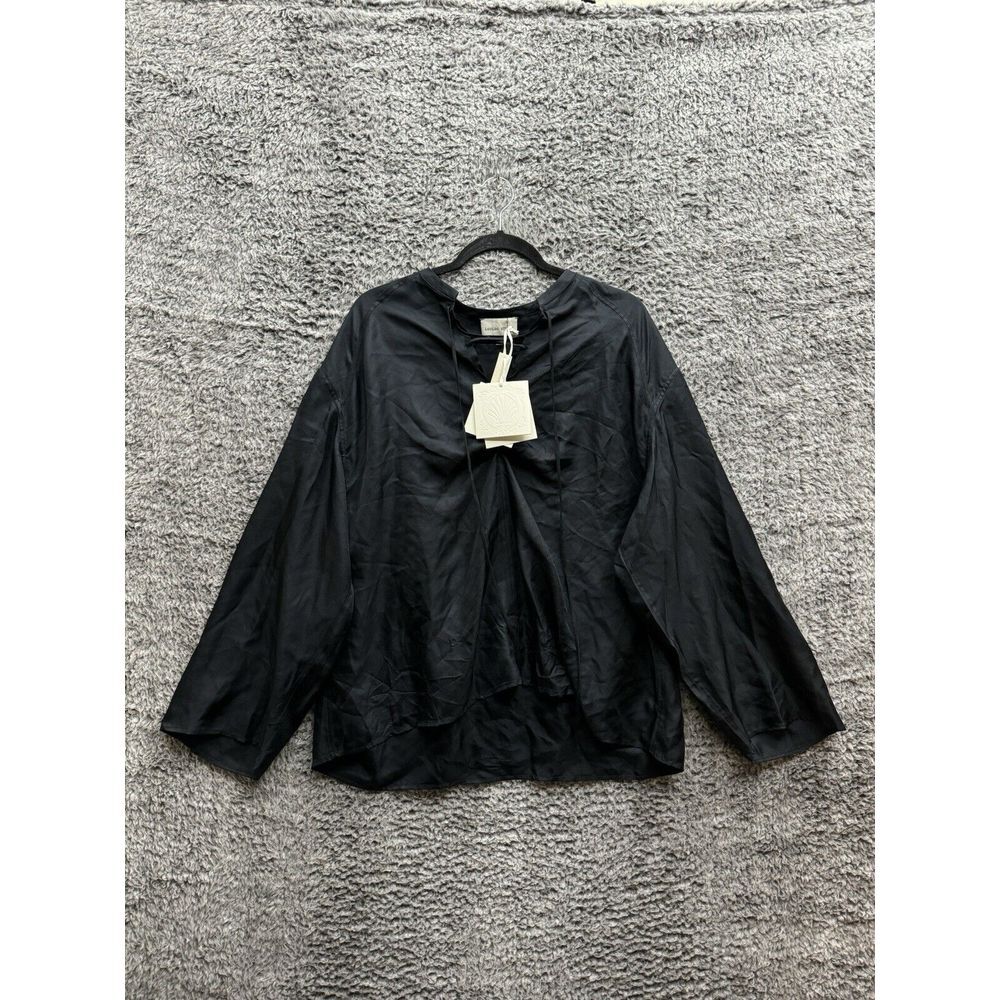 LouLou Studio Zamia Silk Top in Black‎ Size XL NWT